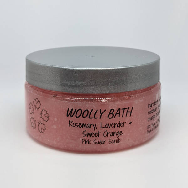 7.75oz Pink Sugar Scrub by Woolly Bath.
